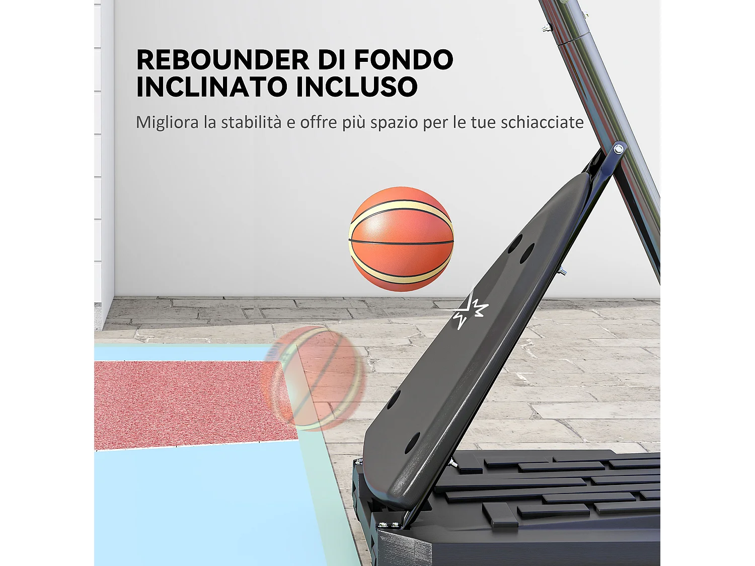 Canestro Basket in acciaio regolabile in Altezza e con ruote