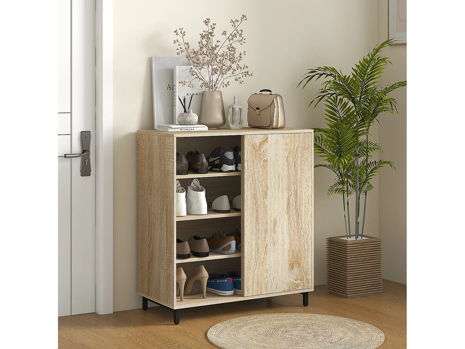 Mobile scarpiera a 4 livelli con ripiani regolabili 12 paia max