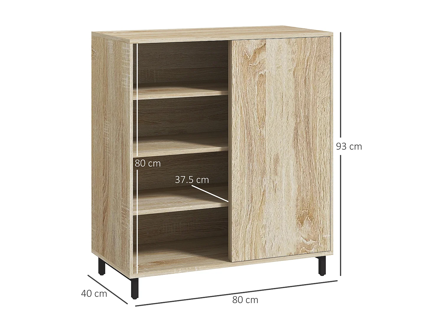 Mobile scarpiera a 4 livelli con ripiani regolabili 12 paia max