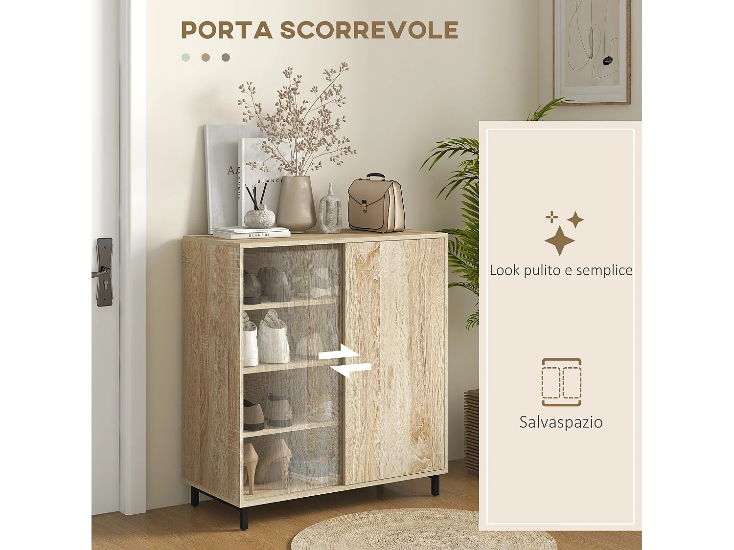 Mobile scarpiera a 4 livelli con ripiani regolabili 12 paia max