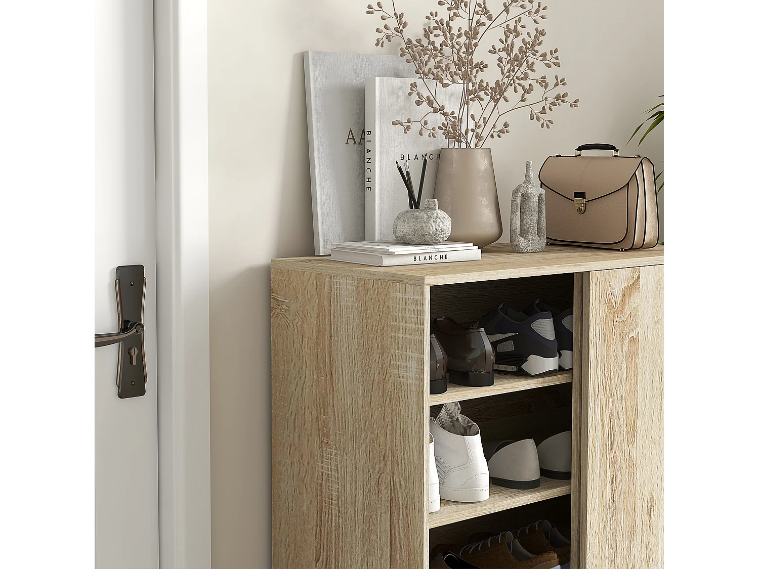 Mobile scarpiera a 4 livelli con ripiani regolabili 12 paia max