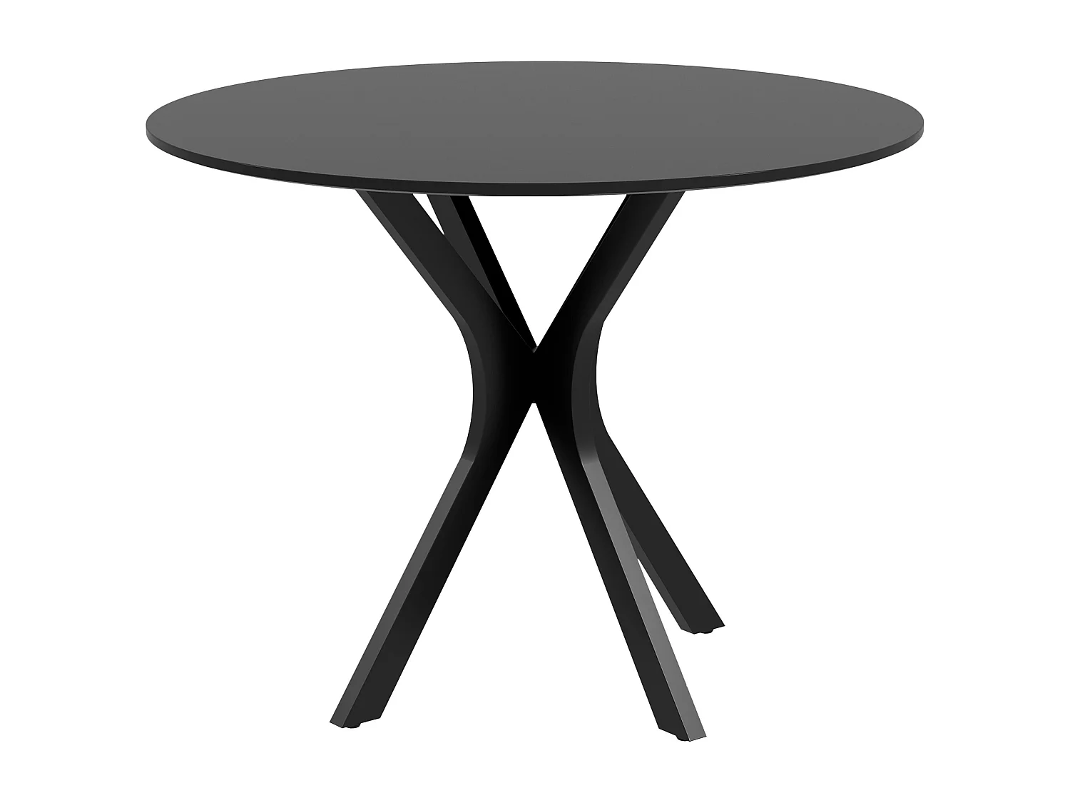 Tavolo da pranzo moderno 4 posti rotondo in acciaio e mdf nero