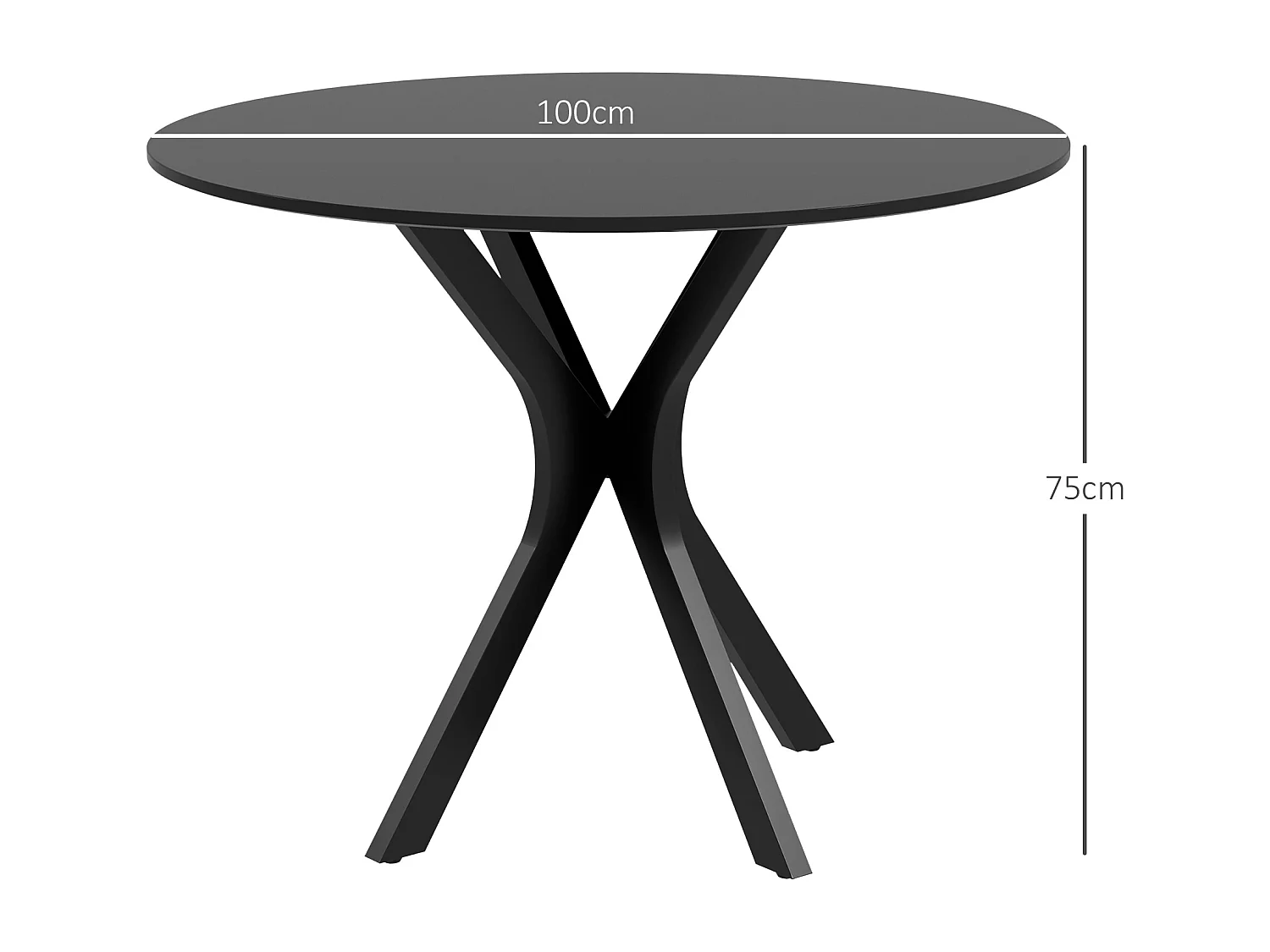 Tavolo da pranzo moderno 4 posti rotondo in acciaio e mdf nero