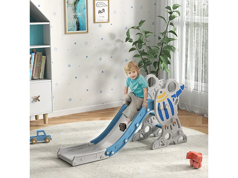 Scivolo per bambini a tema spaziale blu bianco e grigio
