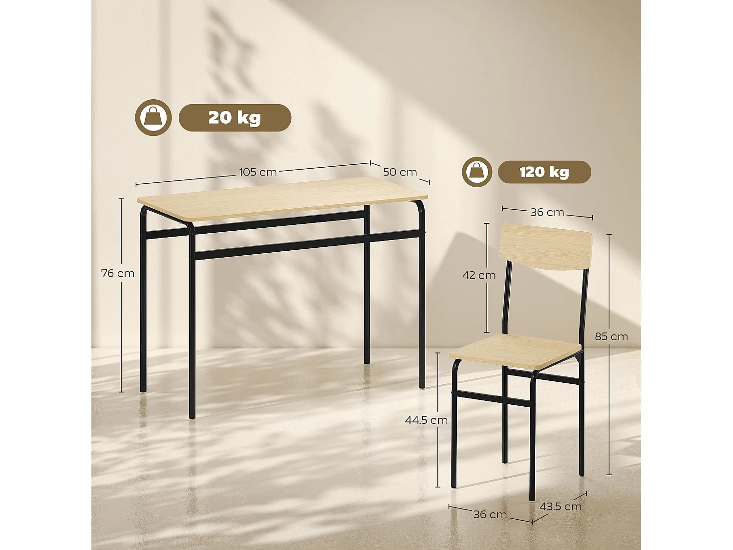 Set tavolo e sedie sala da pranzo 5 pezzi tavolo da pranzo rettangolare e 4 sedie in legno