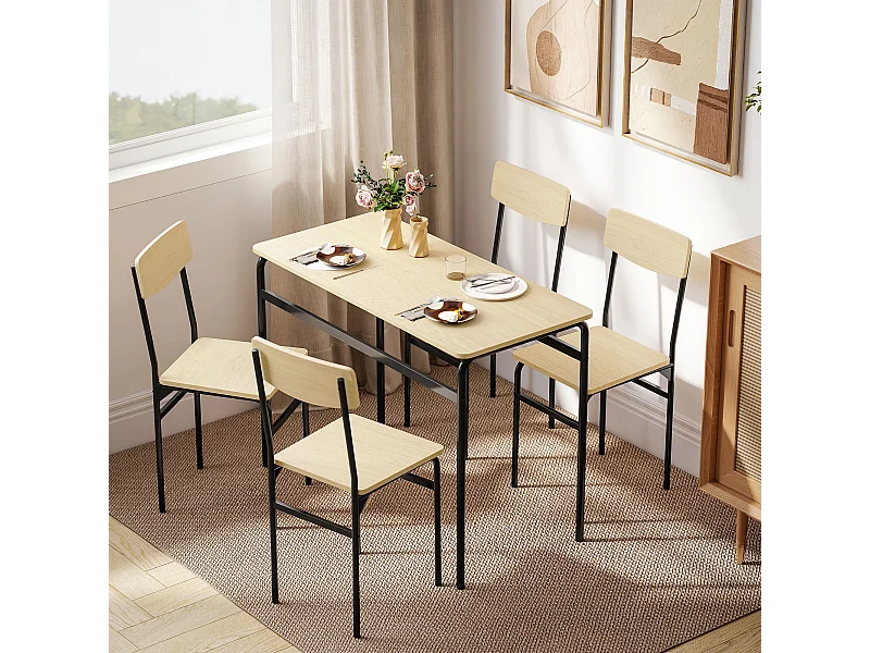 Set tavolo e sedie sala da pranzo 5 pezzi tavolo da pranzo rettangolare e 4 sedie in legno