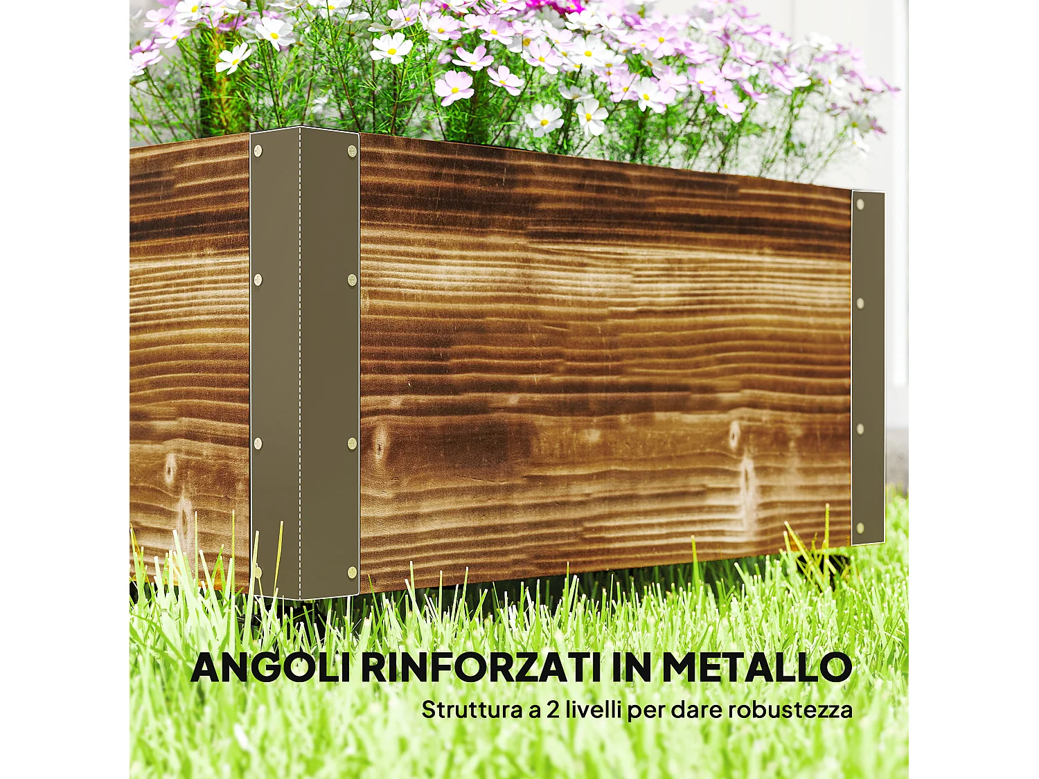 Fioriera con traliccio per rampicanti in legno di abete marrone