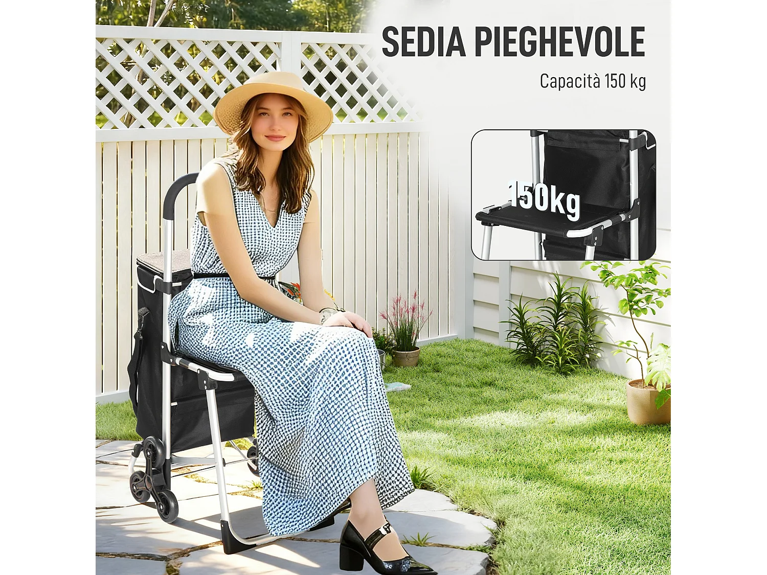 Carrello spesa con sedile pieghevole carrellino spesa