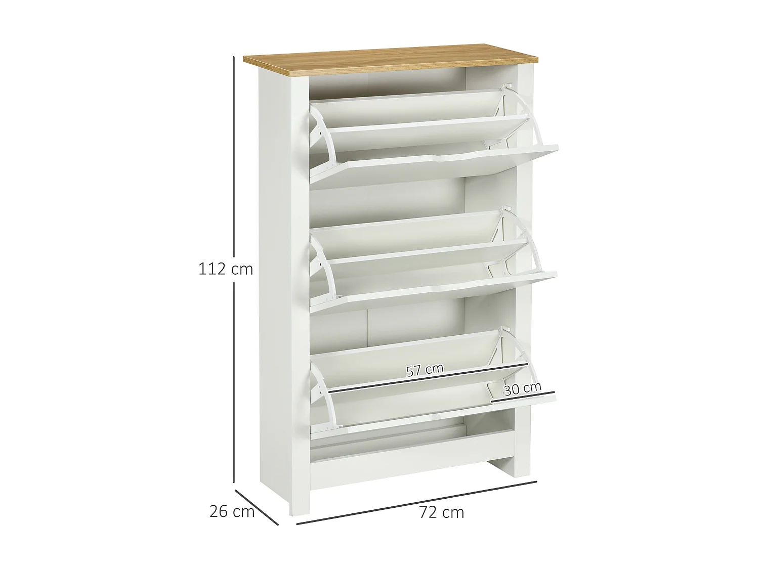 Scarpiera salvaspazio slim con 3 ante a ribalta