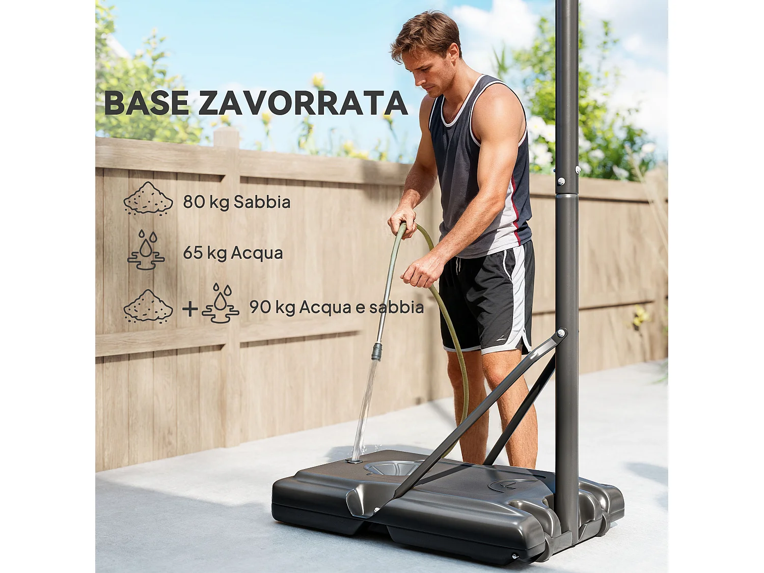 SPORTNOW Canestro Basket Portatile ad Altezza Regolabile Nero