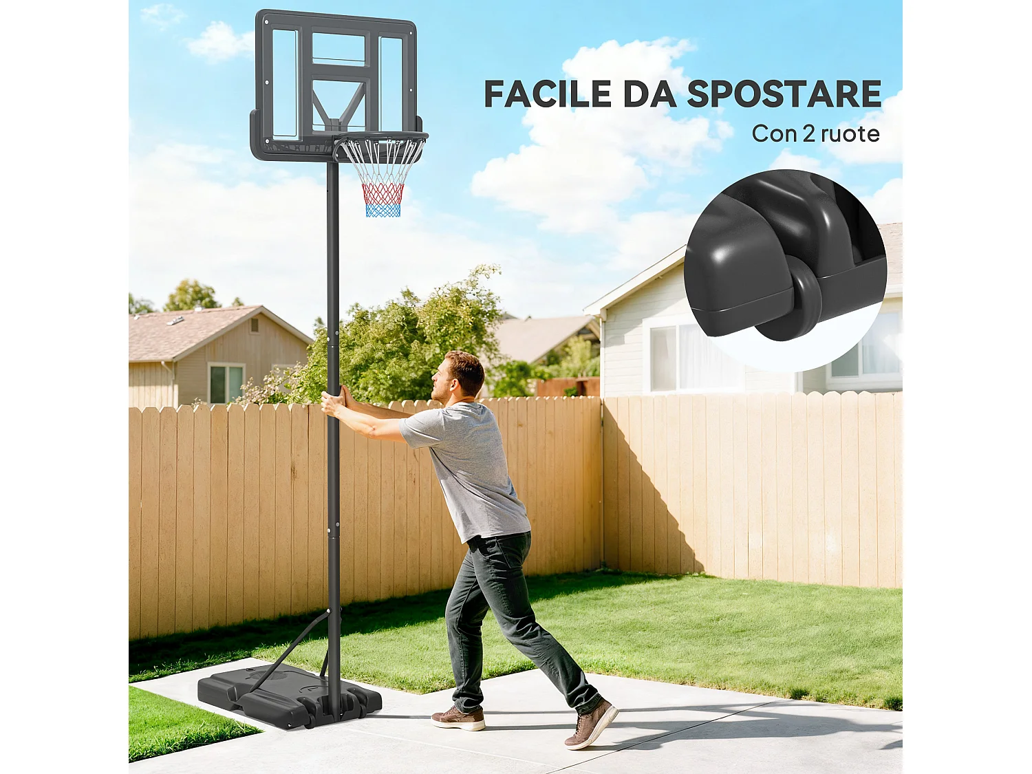 SPORTNOW Canestro Basket Portatile ad Altezza Regolabile Nero