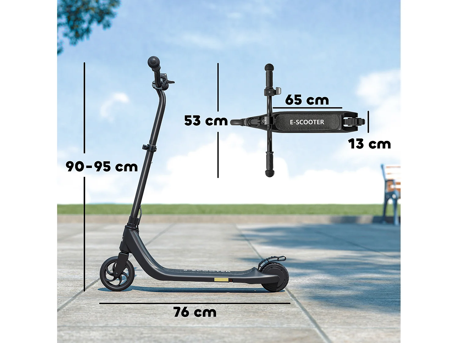 Monopattino elettrico per bambini 120w altezza regolabile nero