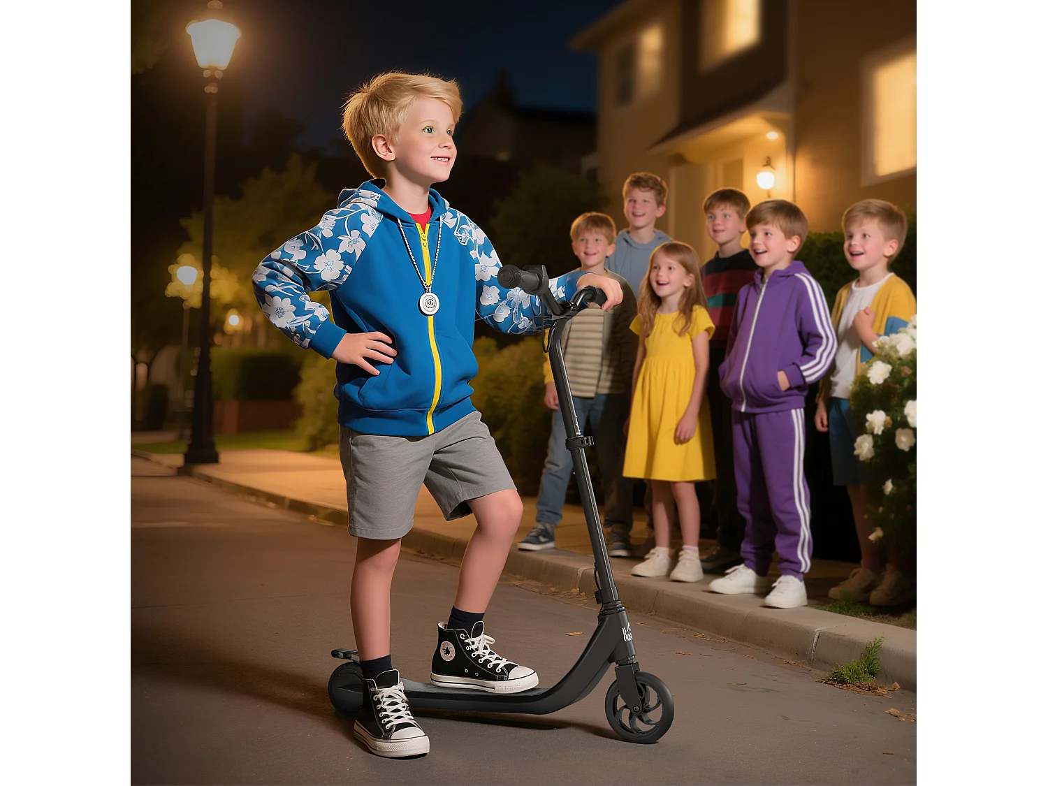 Monopattino elettrico per bambini 120w altezza regolabile nero