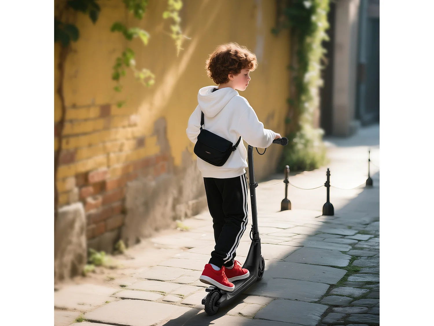 Monopattino elettrico per bambini 120w altezza regolabile nero