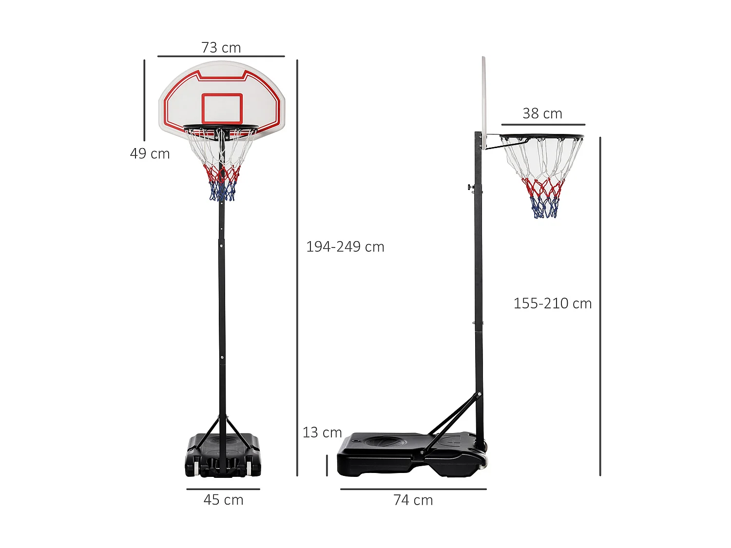 Canestro da Basket da Esterno con Supporto