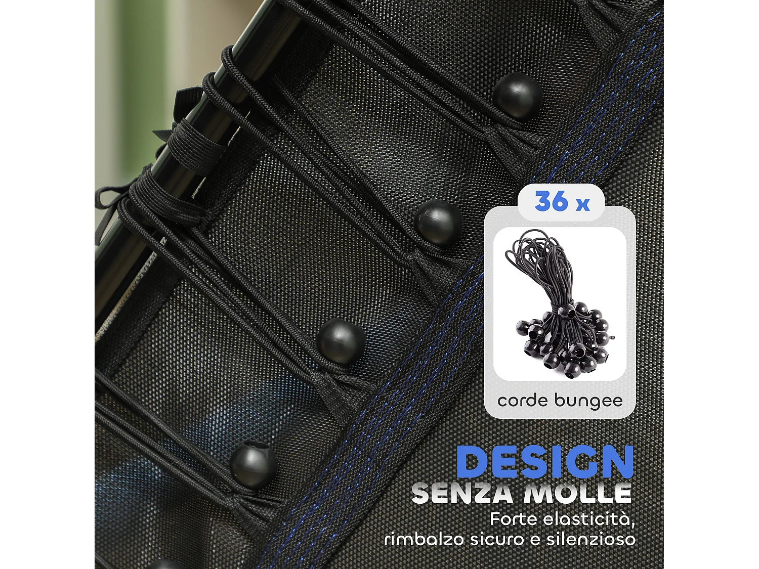 Tappeto per bambini con ingresso a zip e pali imbottiti blu