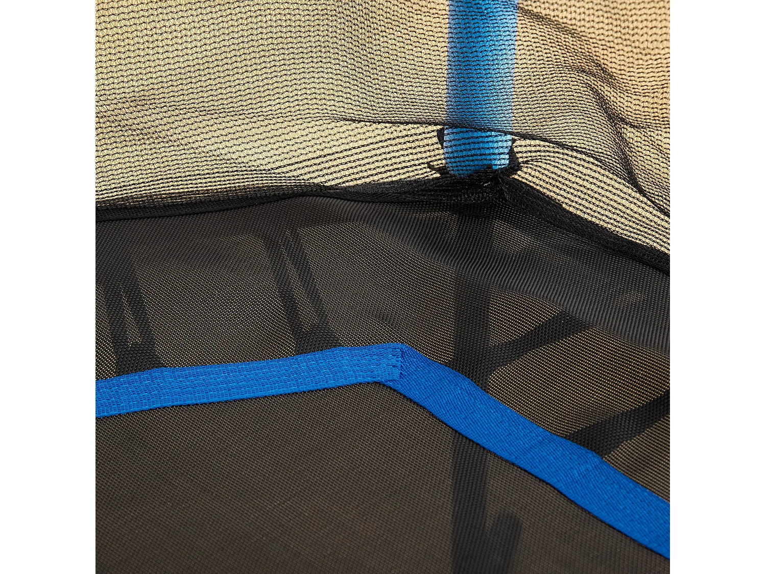 Tappeto per bambini con ingresso a zip e pali imbottiti blu