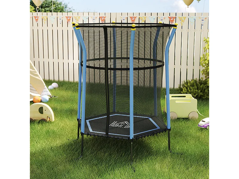 Tappeto per bambini con ingresso a zip e pali imbottiti blu