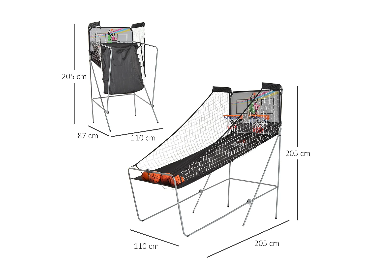 Canestri basket con tabellone led e 8 modalità di gioco bianco e nero