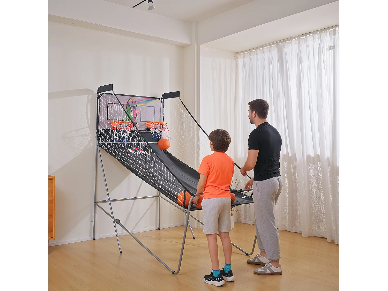 Canestri basket con tabellone led e 8 modalità di gioco bianco e nero