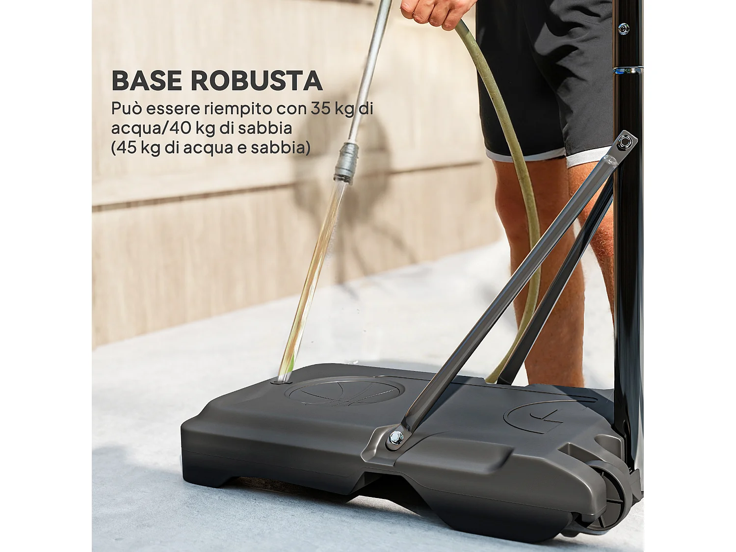 Canestro basket altezza regolabile 197.5-245cm base con ruote