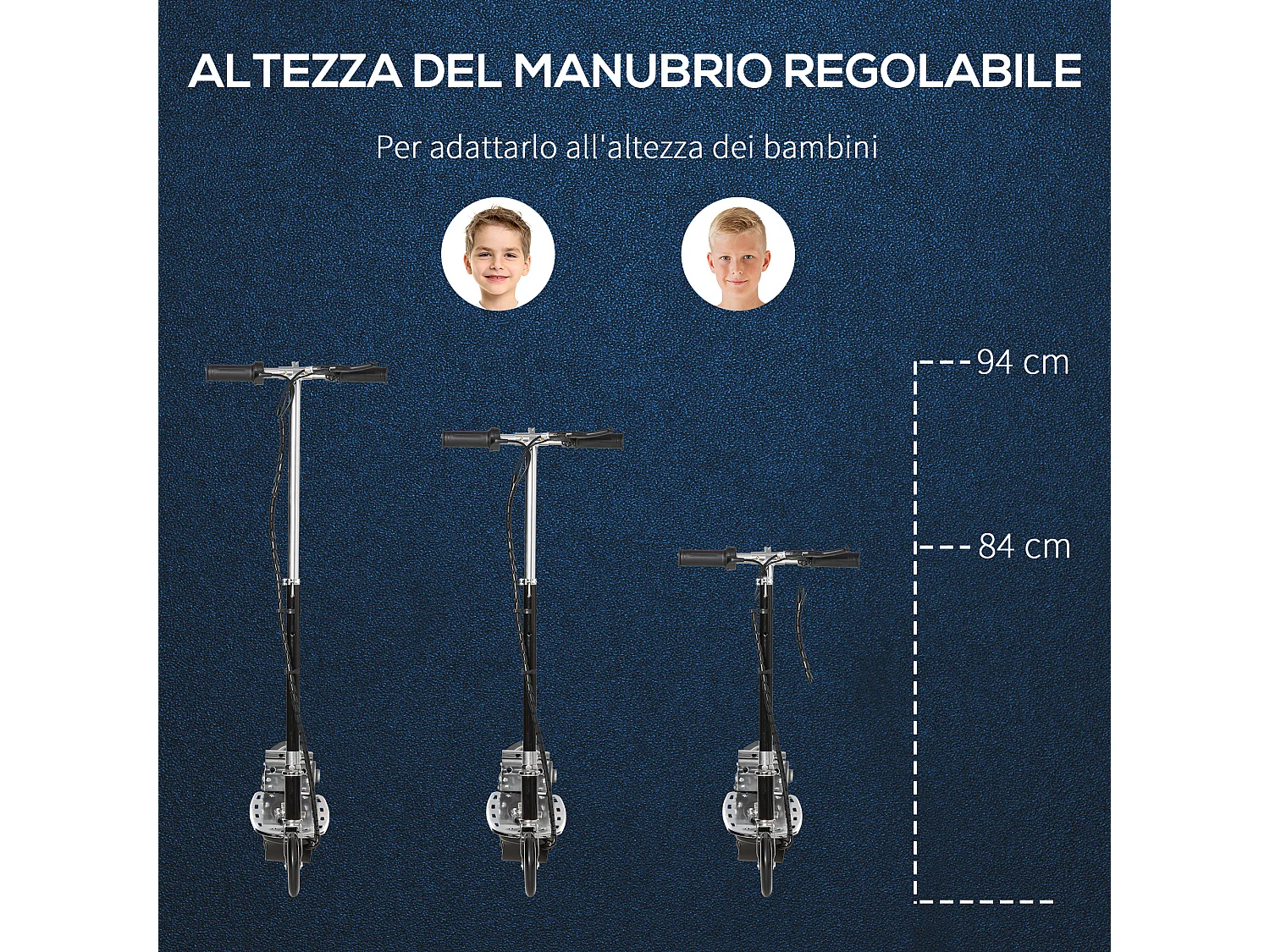 Monopattino elettrico 120w per bambini pieghevole e regolabile nero
