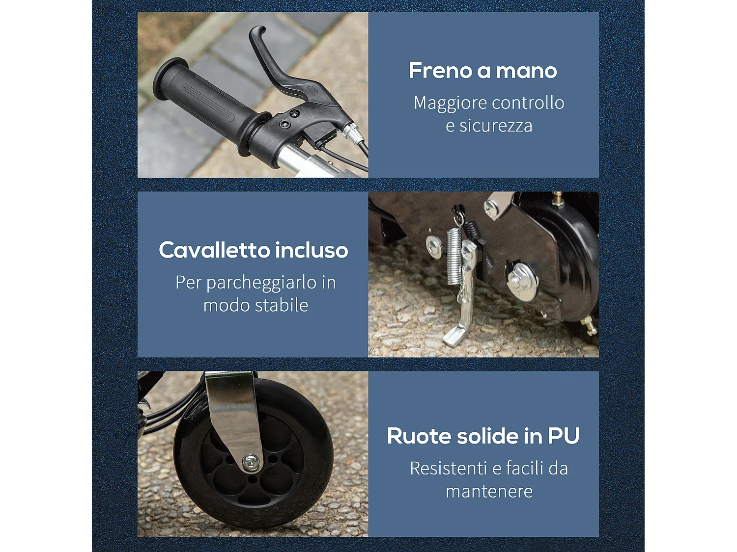 Monopattino elettrico 120w per bambini pieghevole e regolabile nero