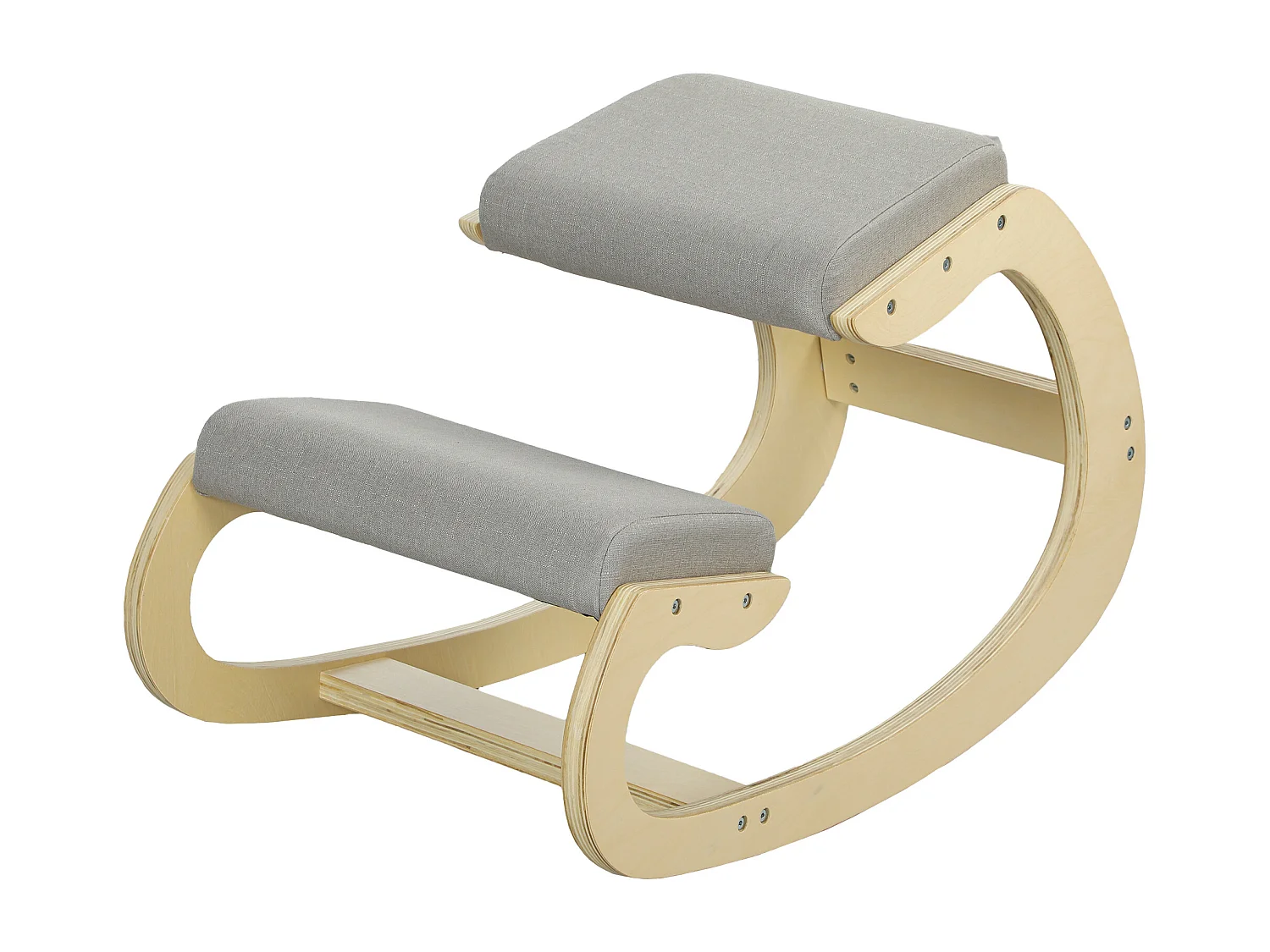 Sedia inginocchiatoio in tessuto effetto lino e legno grigio chiaro