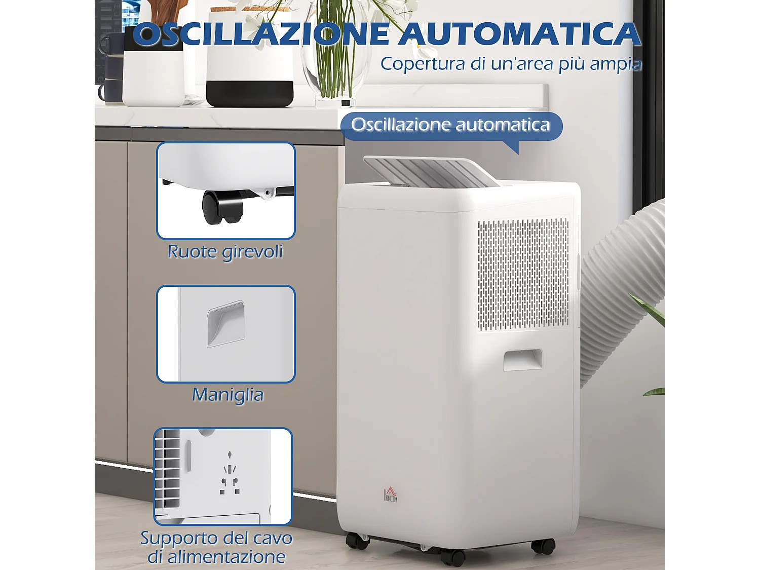 Climatizzatore portatile 12000btu 3.5kw 5 in 1 condizionatore con 2 velocità e timer 24h