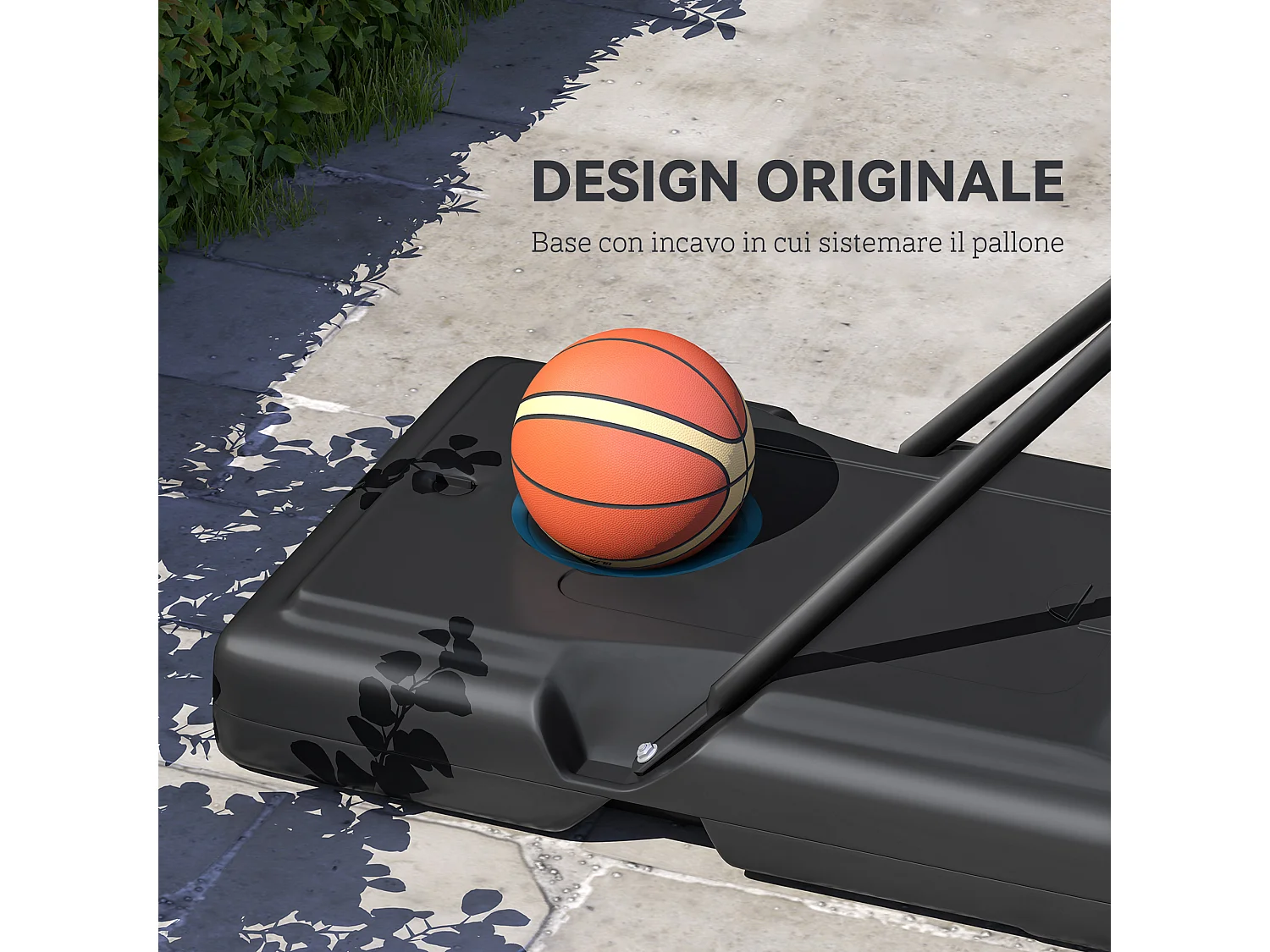 Canestro basket altezza regolabile 160-305cm base con ruote