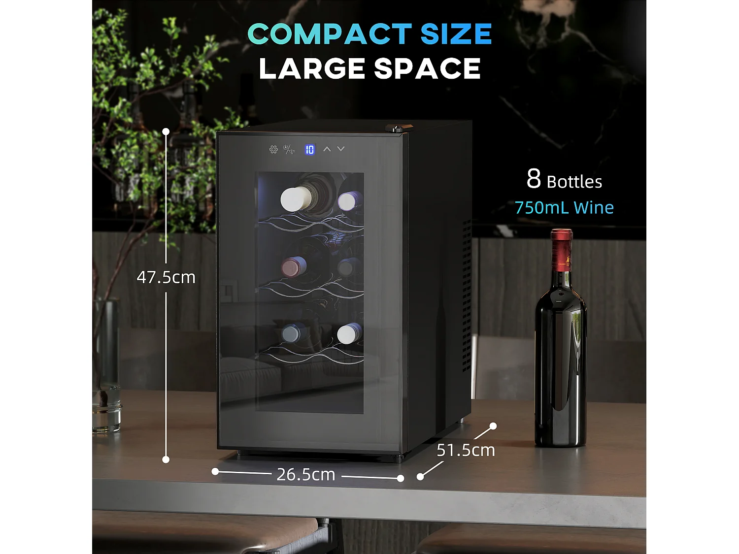 Cantinetta vino refrigerata 8 bottiglie 21l cantina vino monotemperatura 8-18℃ cantina vino bar