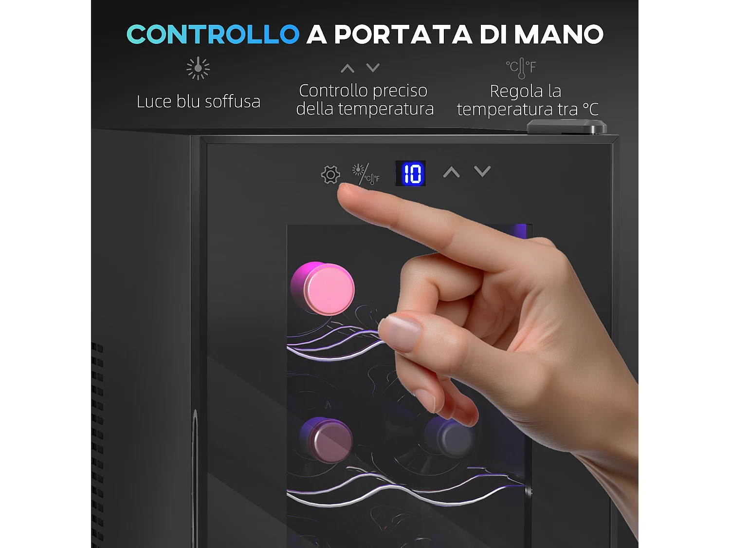 Cantinetta vino refrigerata 8 bottiglie 21l cantina vino monotemperatura 8-18℃ cantina vino bar