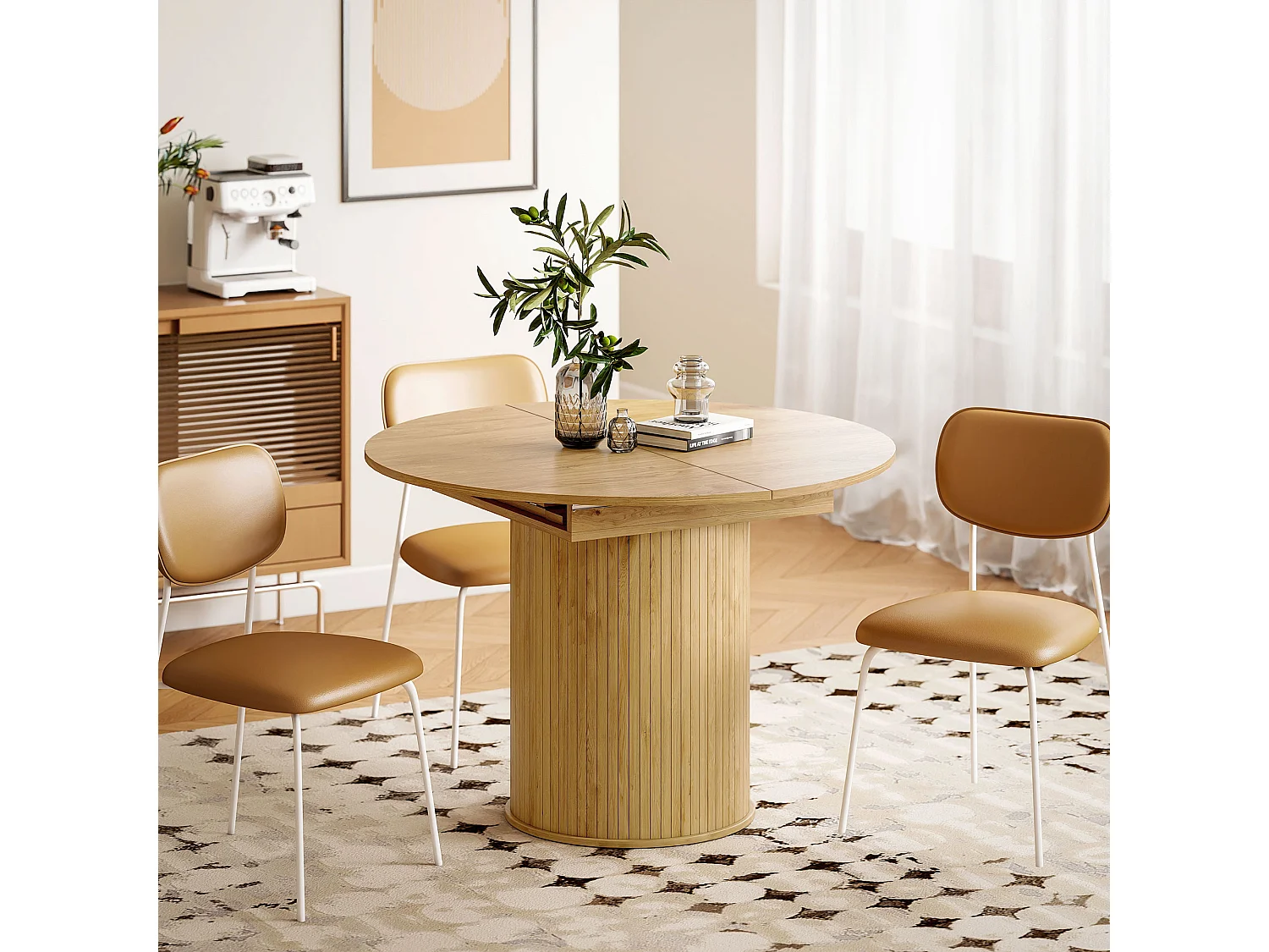 Tavolo da pranzo allungabile per 6-8 persone con pannelli rimovibili