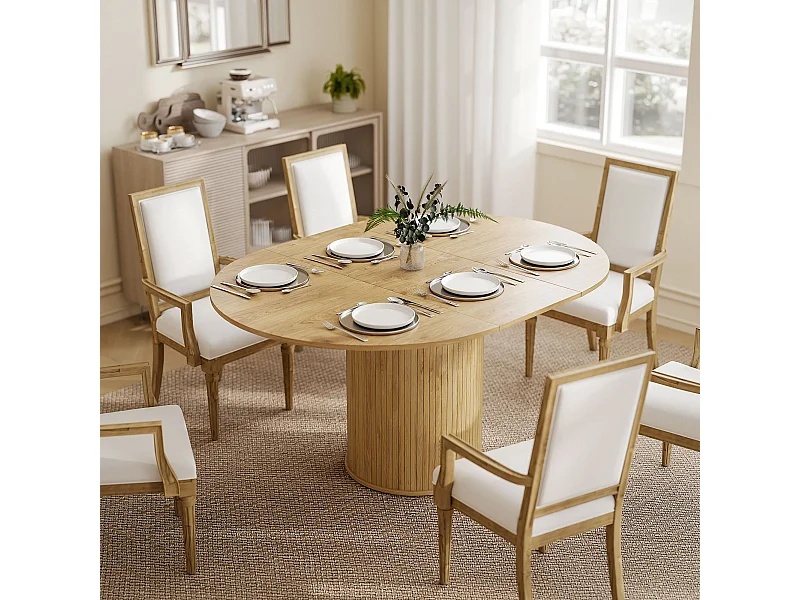 Tavolo da pranzo allungabile per 6-8 persone con pannelli rimovibili