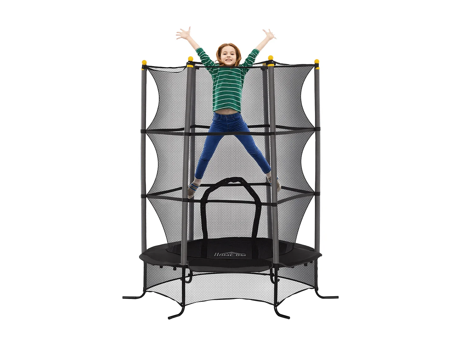 Trampolino elastico per bambini 3-10 anni con rete di sicurezza nero