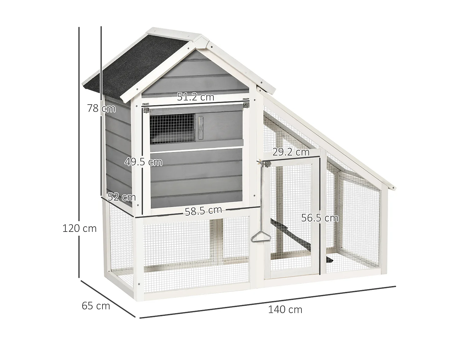 Casetta per conigli in legno area aperta rampa fondo estraibile