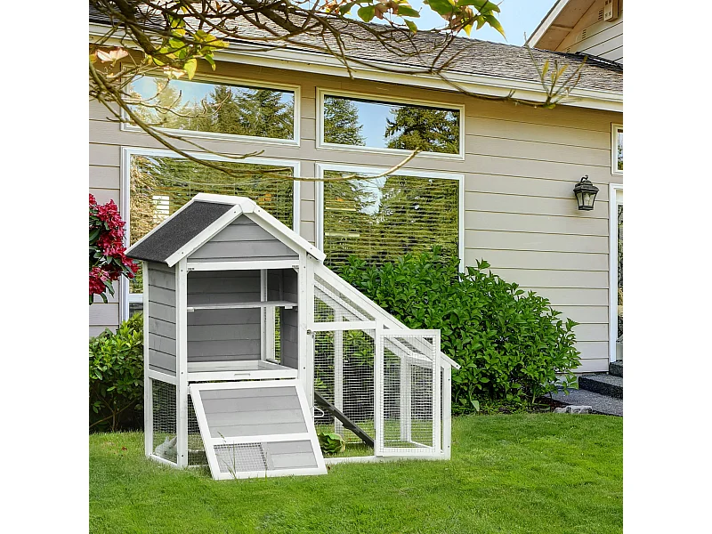 Casetta per conigli in legno area aperta rampa fondo estraibile