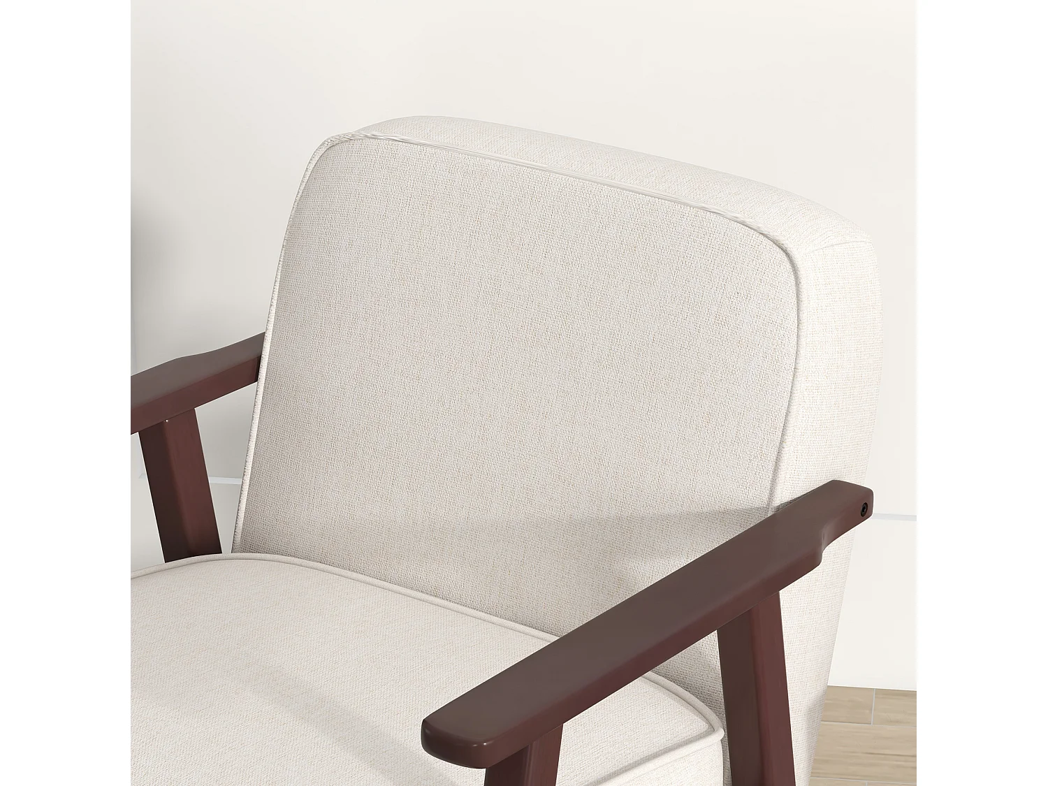 Poltrona a dondolo per interni con braccioli e cuscini in legno