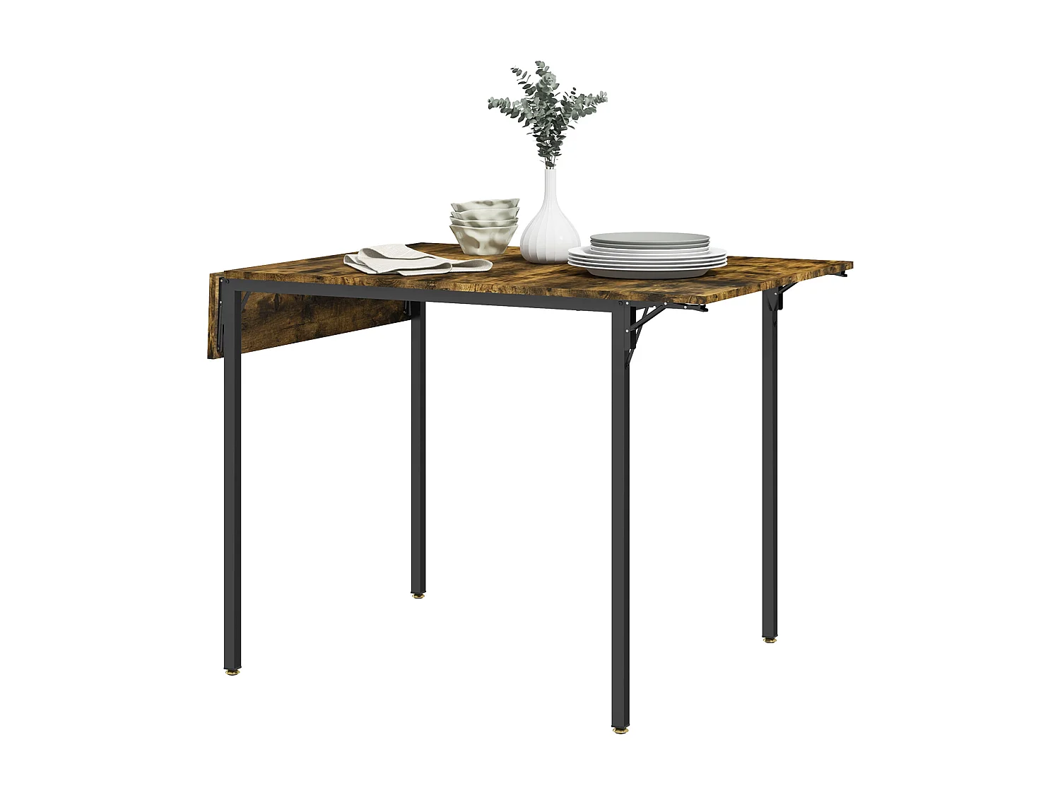 Tavolo da pranzo a ribalta stile industriale per 2-4 persone con 2 lati allungabili