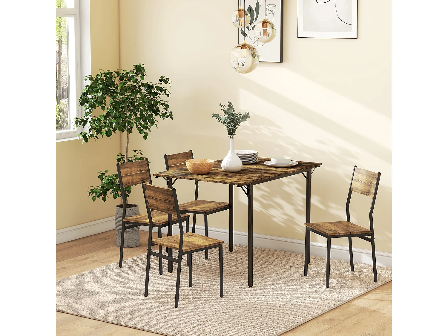 Tavolo da pranzo a ribalta stile industriale per 2-4 persone con 2 lati allungabili