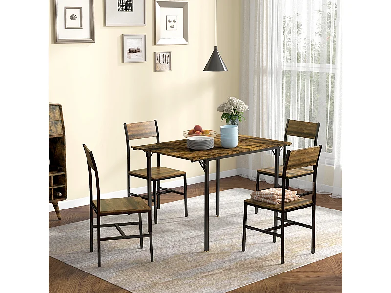 Tavolo da pranzo a ribalta stile industriale per 2-4 persone con 2 lati allungabili