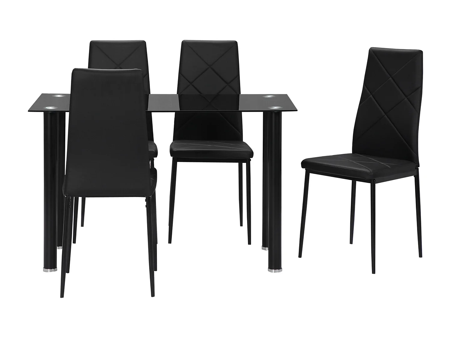 Set tavolo da pranzo con 4 sedie di design imbottite, nero