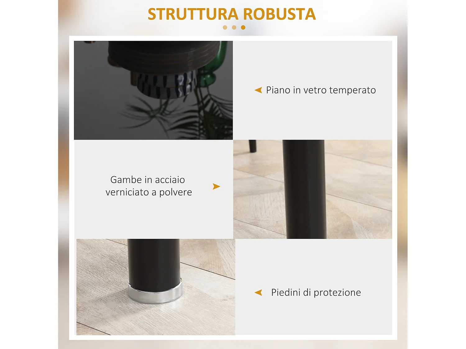 Set tavolo da pranzo con 4 sedie di design imbottite, nero