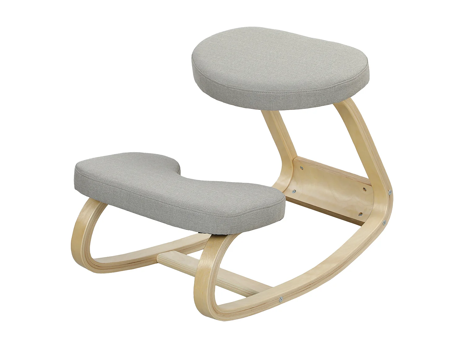 Sedia inginocchiatoio dondolante in tessuto effetto lino legno grigio