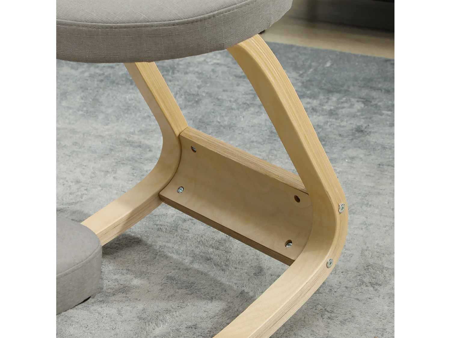 Sedia inginocchiatoio dondolante in tessuto effetto lino legno grigio