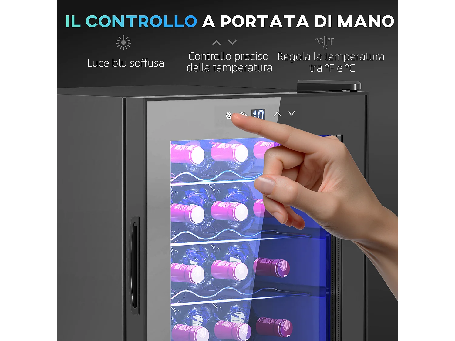 Cantinetta vino refrigerata 20 bottiglie 53l cantina vino monotemperatura 5-18℃ cantina vino bar