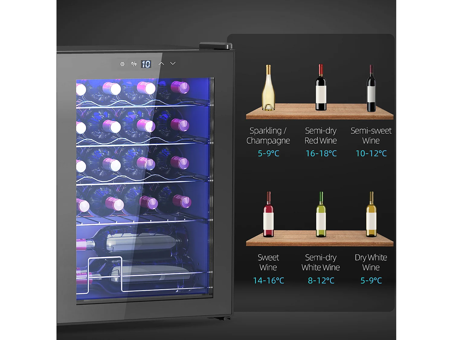 Cantinetta vino refrigerata 20 bottiglie 53l cantina vino monotemperatura 5-18℃ cantina vino bar