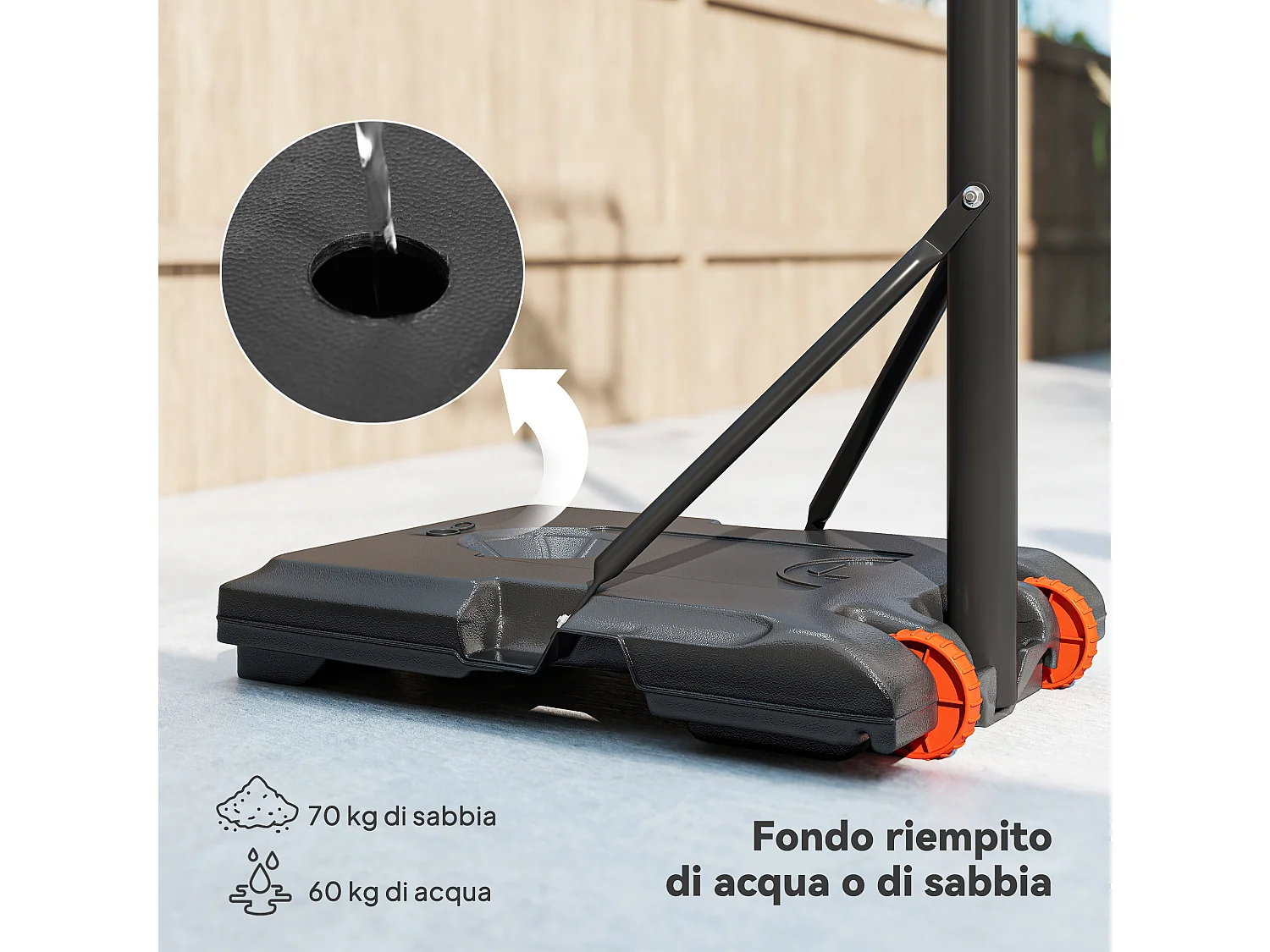 Canestro basket per adulti regolabile con ruote giallo