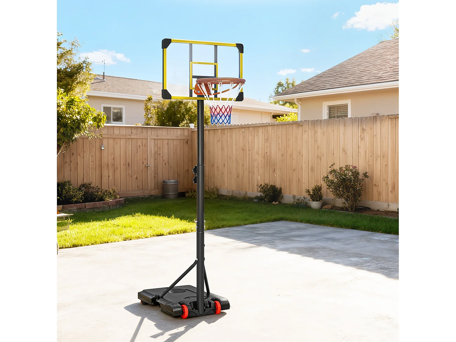 Canestro basket per adulti regolabile con ruote giallo