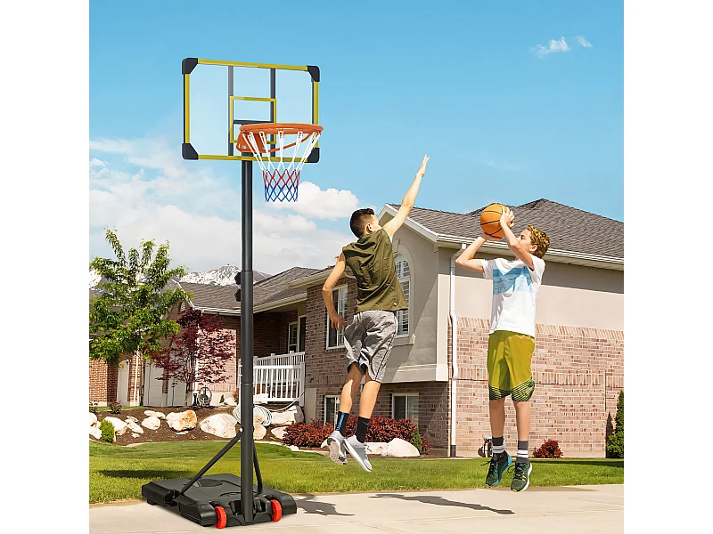 Canestro basket per adulti regolabile con ruote giallo